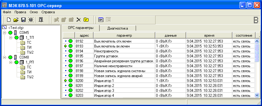МЭК 870-5-101 сервер с открытой панелью сбора данных