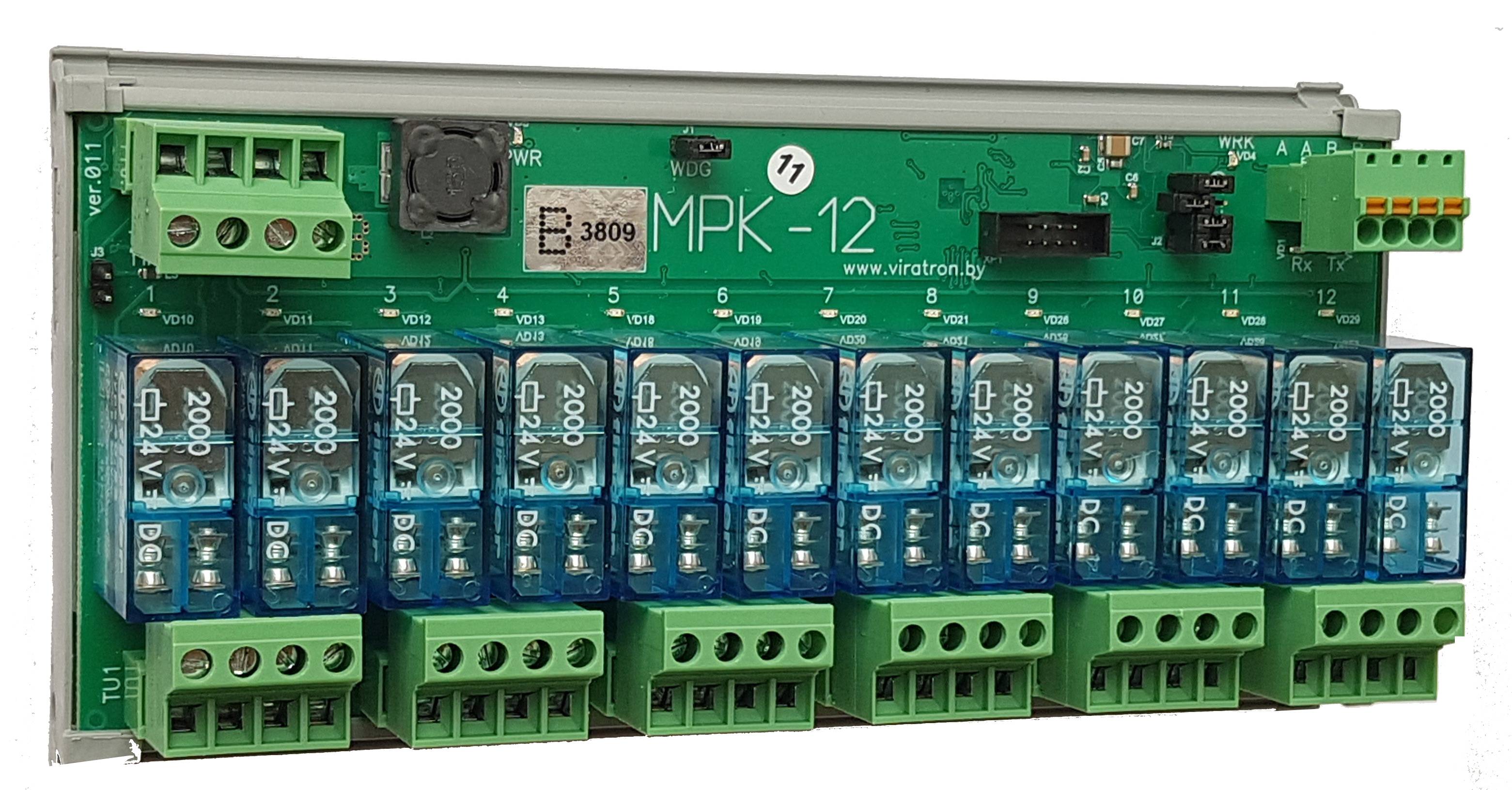 Модуль релейной коммутации МРК-12 для контроллера телемеханики МИКРО