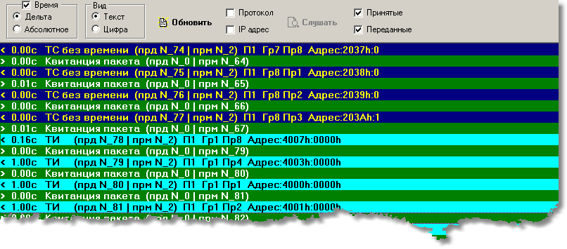 Диагностика МИКРО, окно посылок